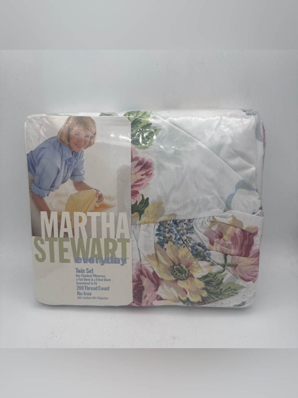 VTG Martha Stewart Everyday Lilac Garden Twin Sheet Set Floral Cottagecore 90s